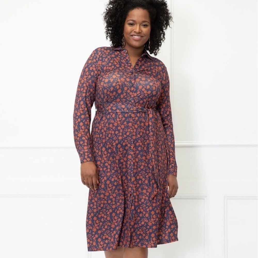 Eloquii Elements NWT midi length long sleeve shirt dress size 16